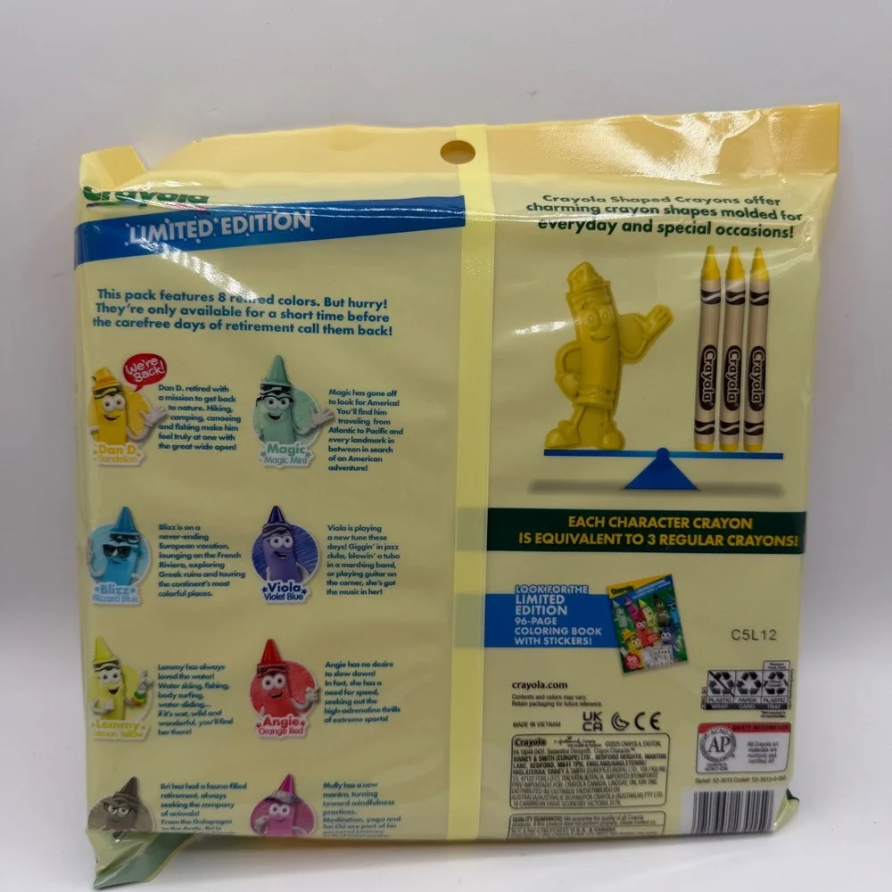 Crayola Limited Edition Shaped Crayons 8 Retired Colors Dandelion Magic Mint NEW